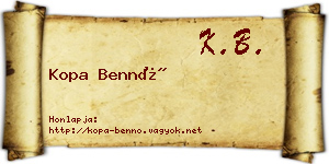 Kopa Bennó névjegykártya